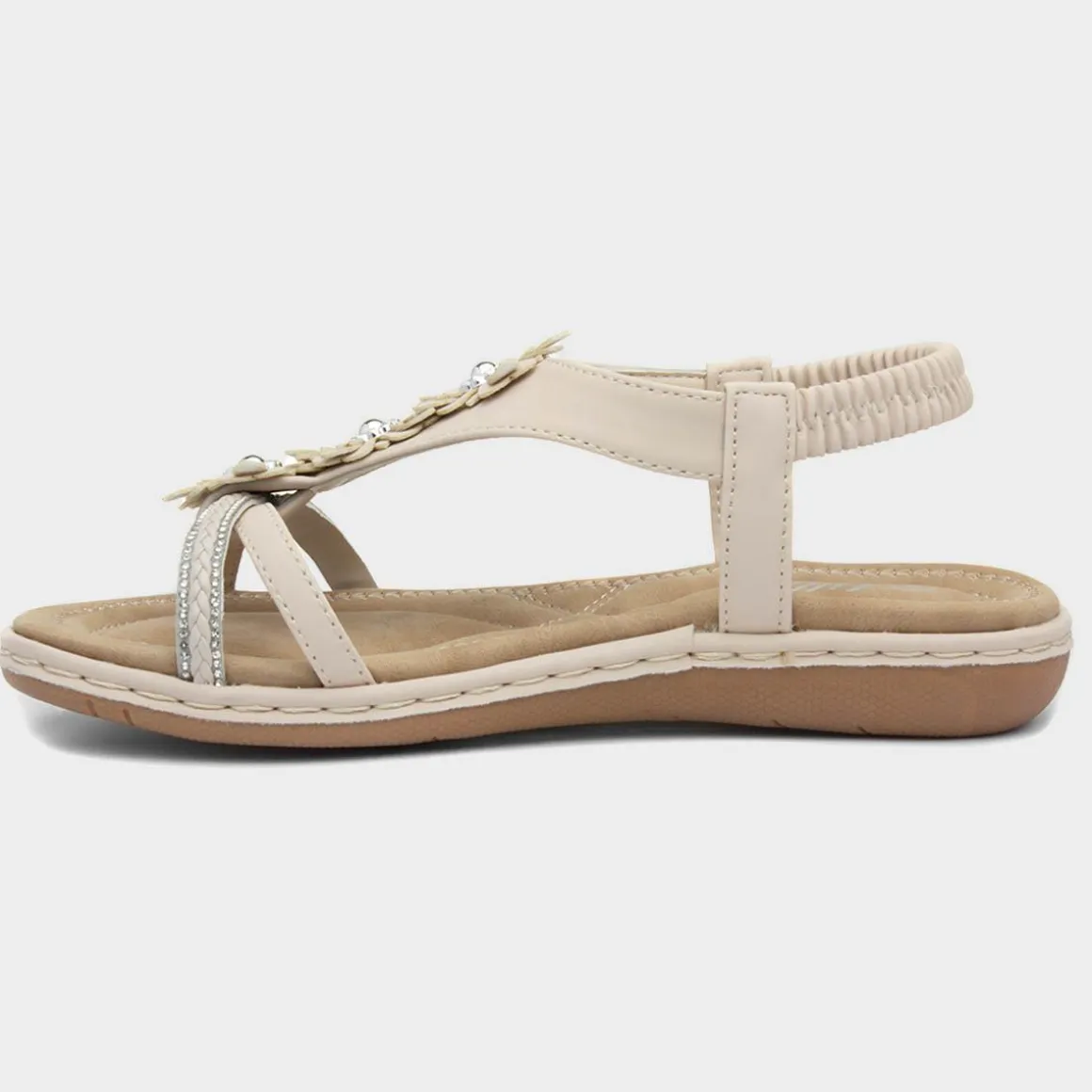 Lilley Sylvie Womens Cream Diamante Sandal