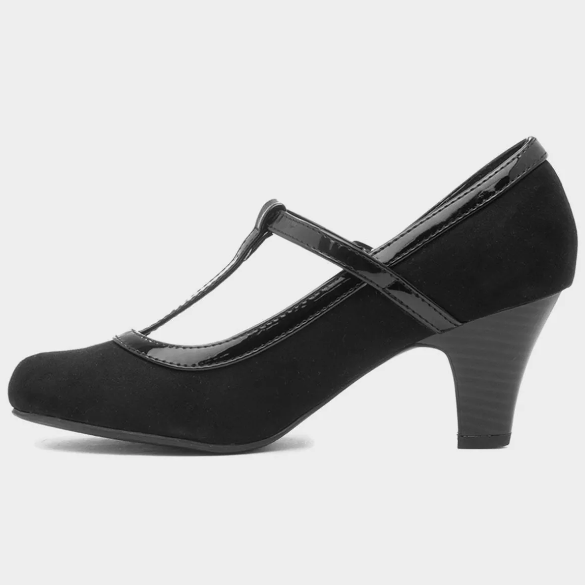 Lilley Vicky Womens Black Faux Suede Court Shoe