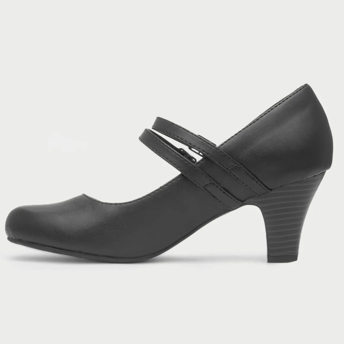 Lilley Violet Womens Black Strap Court Shoe
