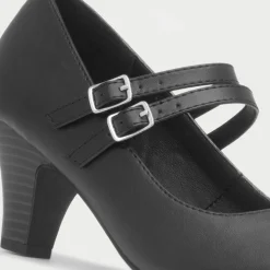 Lilley Violet Womens Black Strap Court Shoe