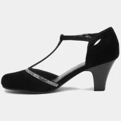 Lilley Vivien Womens Black T-Bar Court Shoe