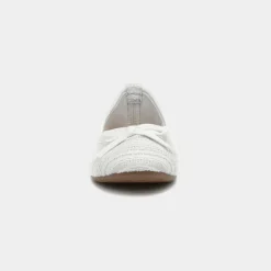 Lilley Womens White Bow Knitted Effect Ballerina