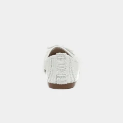 Lilley Womens White Bow Knitted Effect Ballerina