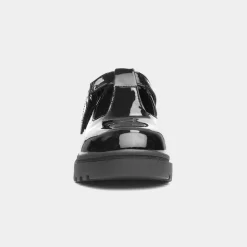 Little Diva Carly Girls Black Patent School Shoe