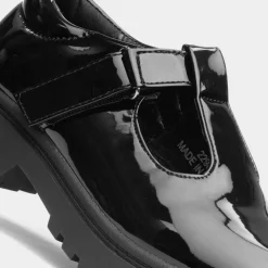 Little Diva Carly Girls Black Patent School Shoe