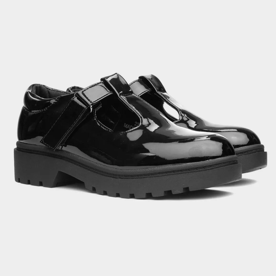 Little Diva Carly Girls Black Patent School Shoe