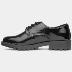 Little Diva Dawn Girls Black Patent Lace Up Shoe
