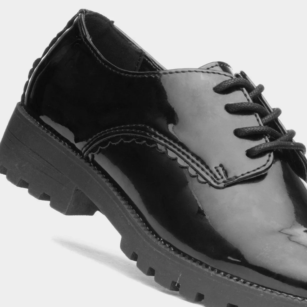 Little Diva Dawn Girls Black Patent Lace Up Shoe