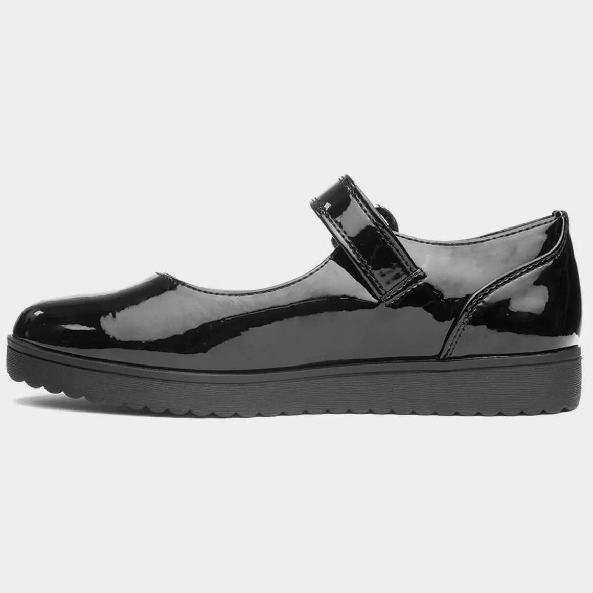 Little Diva Isla Girls Black Patent School Shoe