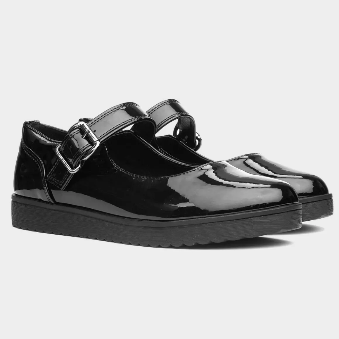 Little Diva Isla Girls Black Patent School Shoe