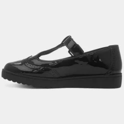 Little Diva Nell Girls Black Patent T-Bar Shoe