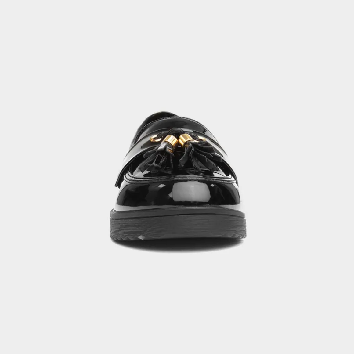 Little Diva Tia Girls Black Patent Tassel Loafer