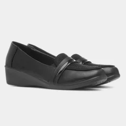 Lunar Esther Womens Black Wedge Casual Shoe