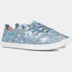Lunar Exbury Womens Blue Leather Casual Shoes