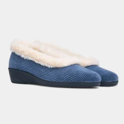 Lunar Glynis Womens Navy Wedge Slipper