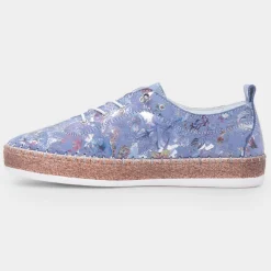 Lunar Iva Womens Blue Floral Leather Shoe