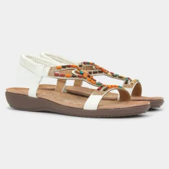 Lunar Mariella Womens White Beaded Sandal