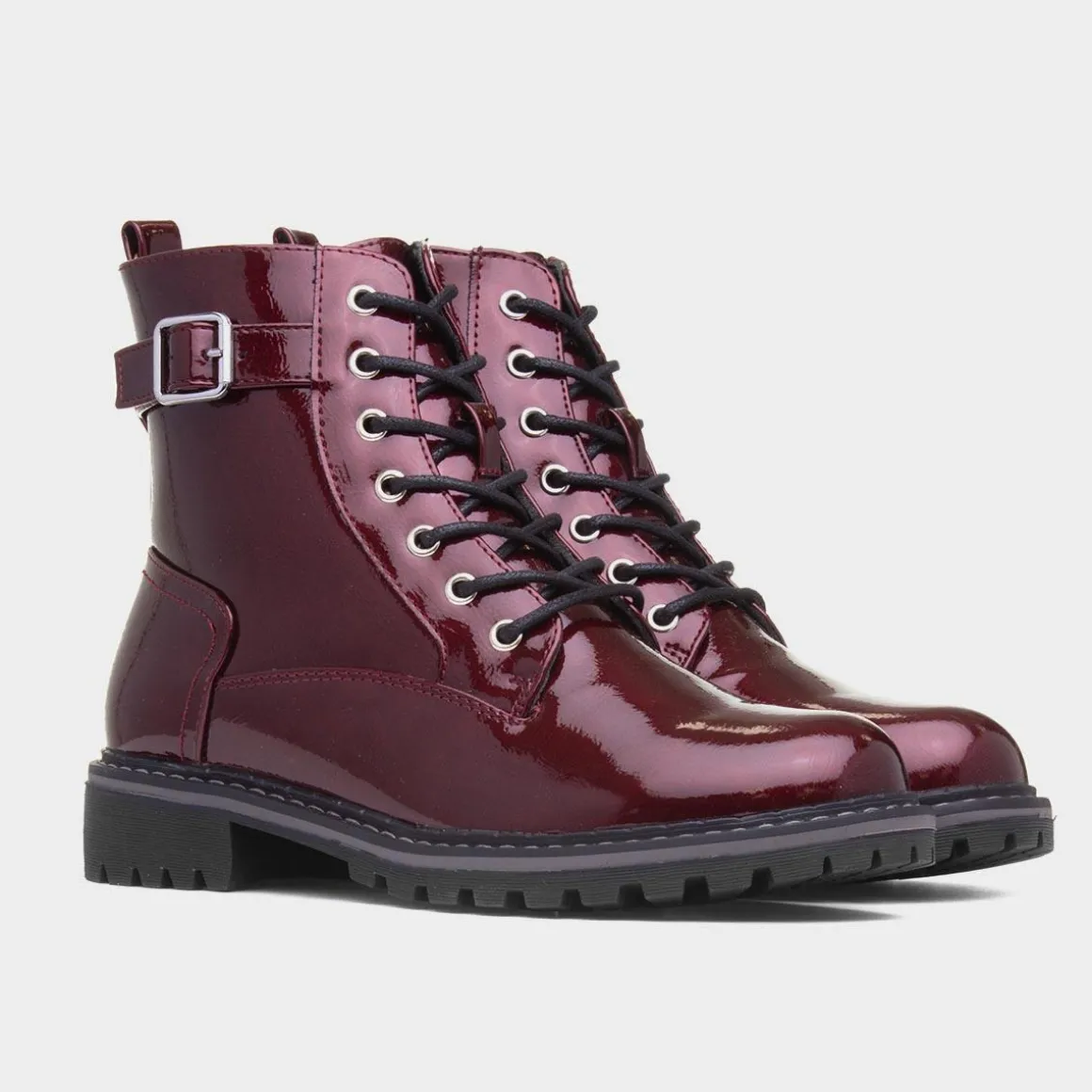 Lunar Parlour Womens Burgundy Patent Lace Up Boot