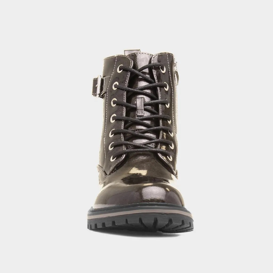 Lunar Parlour Womens Metallic Patent Lace Up Boot
