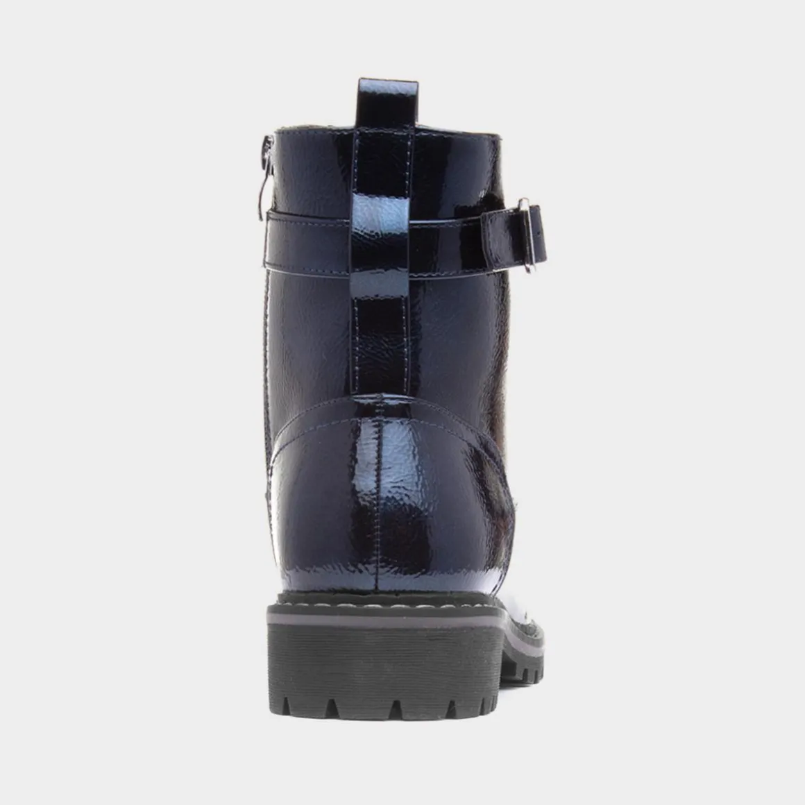 Lunar Parlour Womens Navy Patent Lace Up Boot