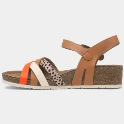 Lunar Selina Womens Camel Strappy Wedge Sandal