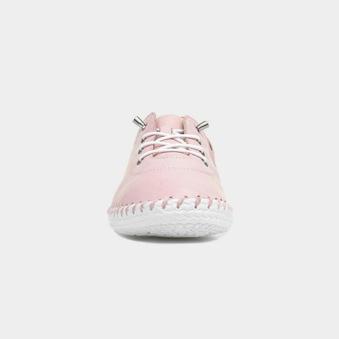 Lunar St Ives Womens Baby Pink Leather Casual Shoe