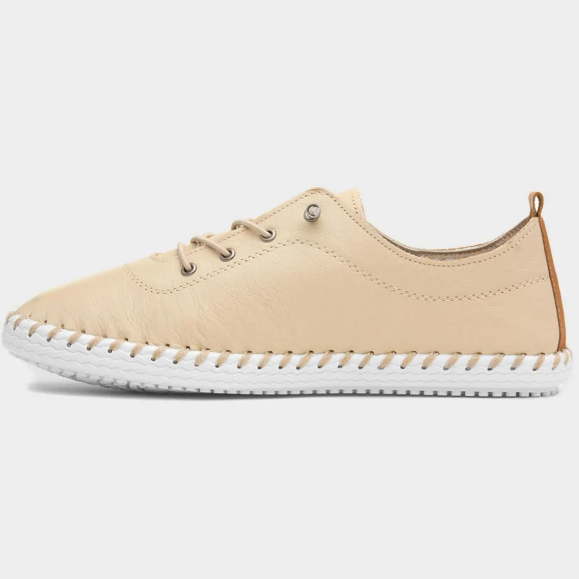 Lunar St. Ives Womens Beige Leather Casual Shoe