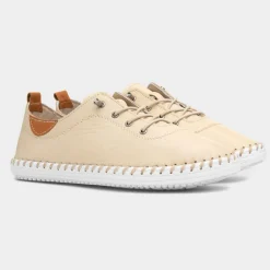 Lunar St. Ives Womens Beige Leather Casual Shoe