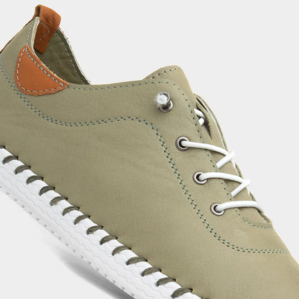 Lunar St Ives Womens Khaki Leather Casual Shoe