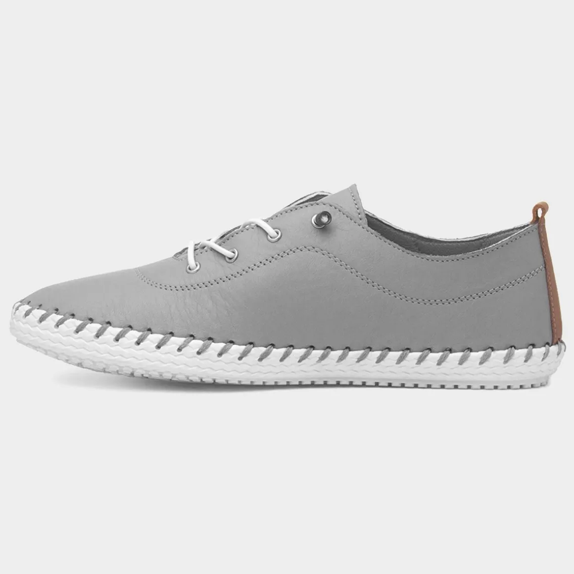 Lunar St Ives Womens Light Grey Leather Shoe