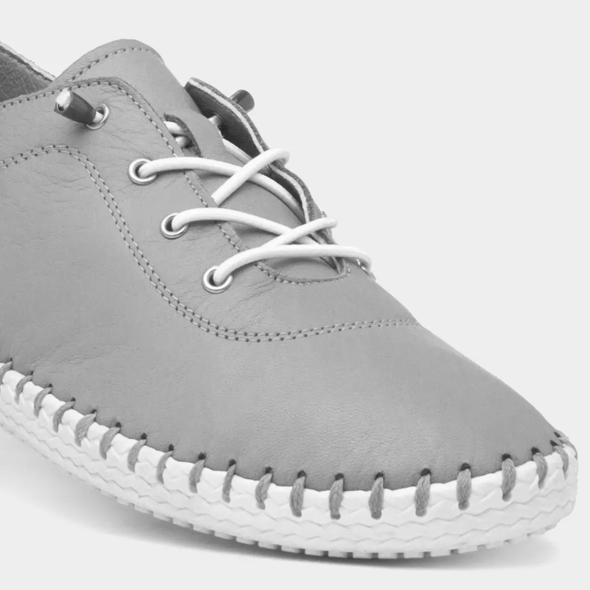 Lunar St Ives Womens Light Grey Leather Shoe