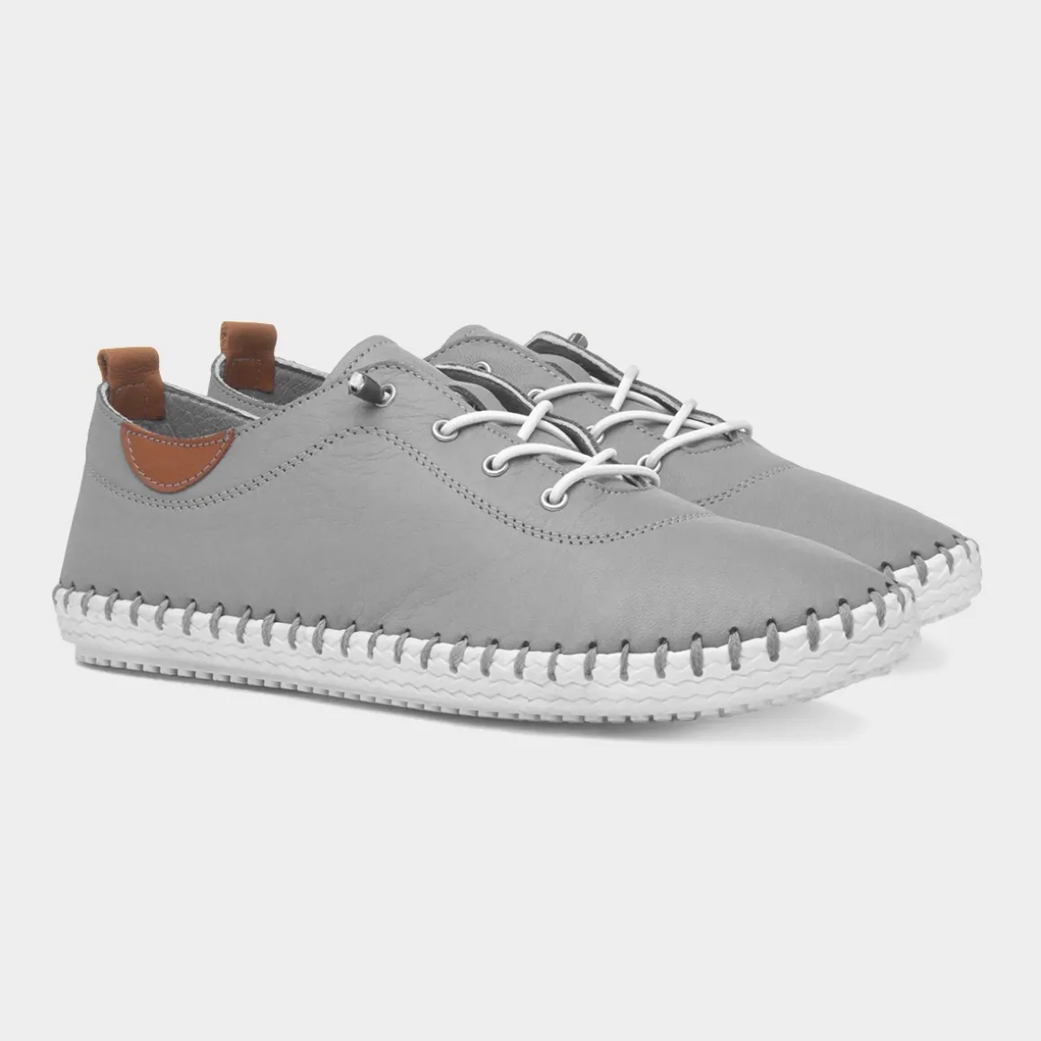 Lunar St Ives Womens Light Grey Leather Shoe