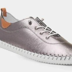 Lunar St. Ives Womens Pewter Metallic Leather Shoe