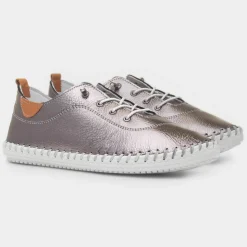Lunar St. Ives Womens Pewter Metallic Leather Shoe