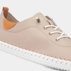 Lunar St Ives Womens Stone Leather Casual Shoe