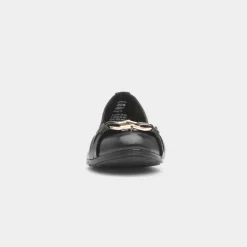 Marco Tozzi Womens Black Leather Ballerina Shoe