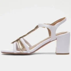 Marco Tozzi Womens White Heart T-Bar Heel