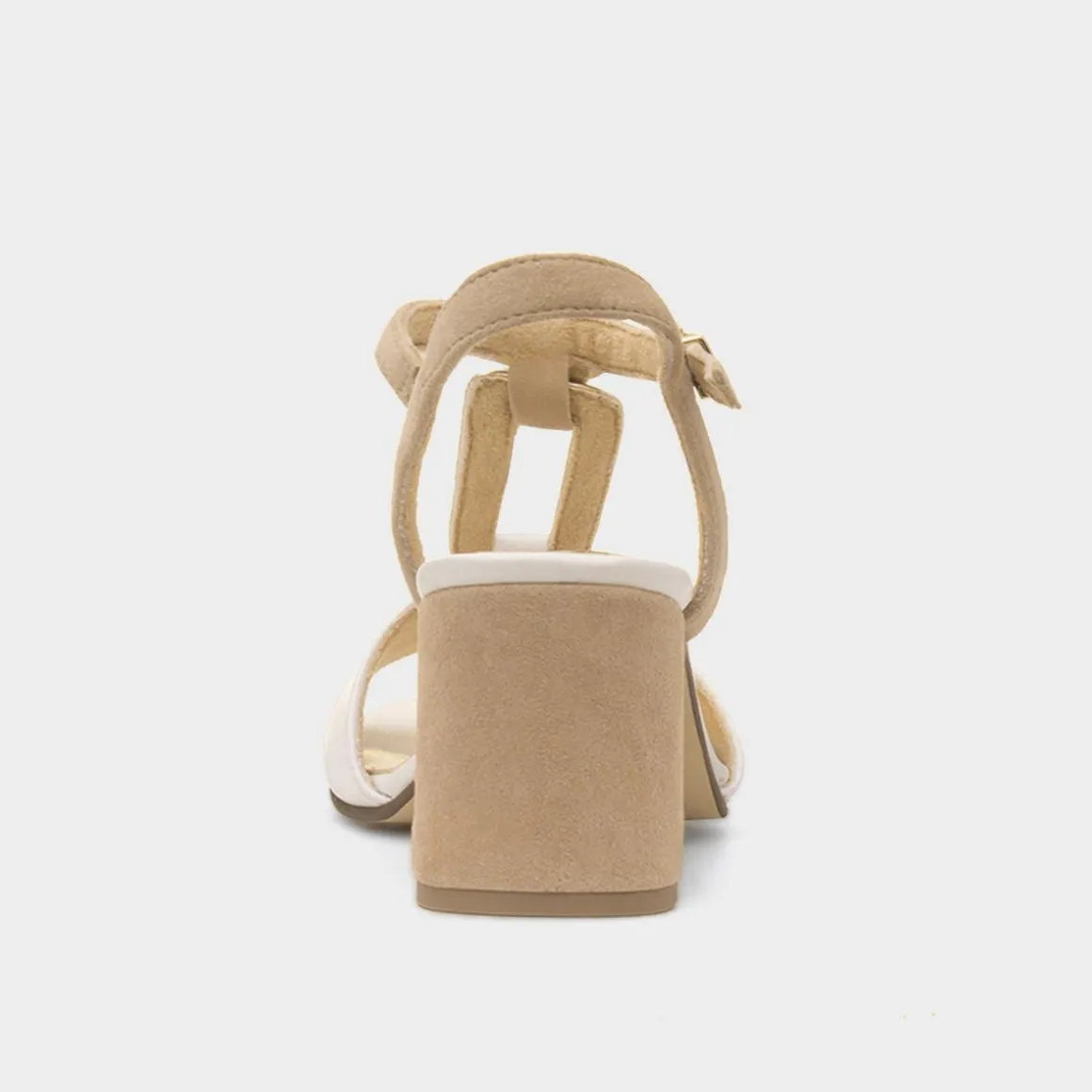 Marco Tozzi Womens White Leather Block Heel