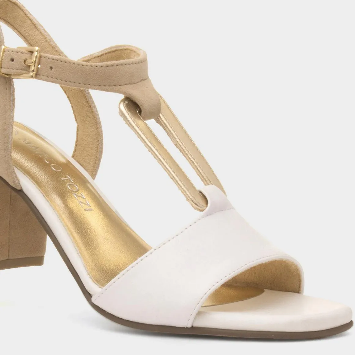 Marco Tozzi Womens White Leather Block Heel