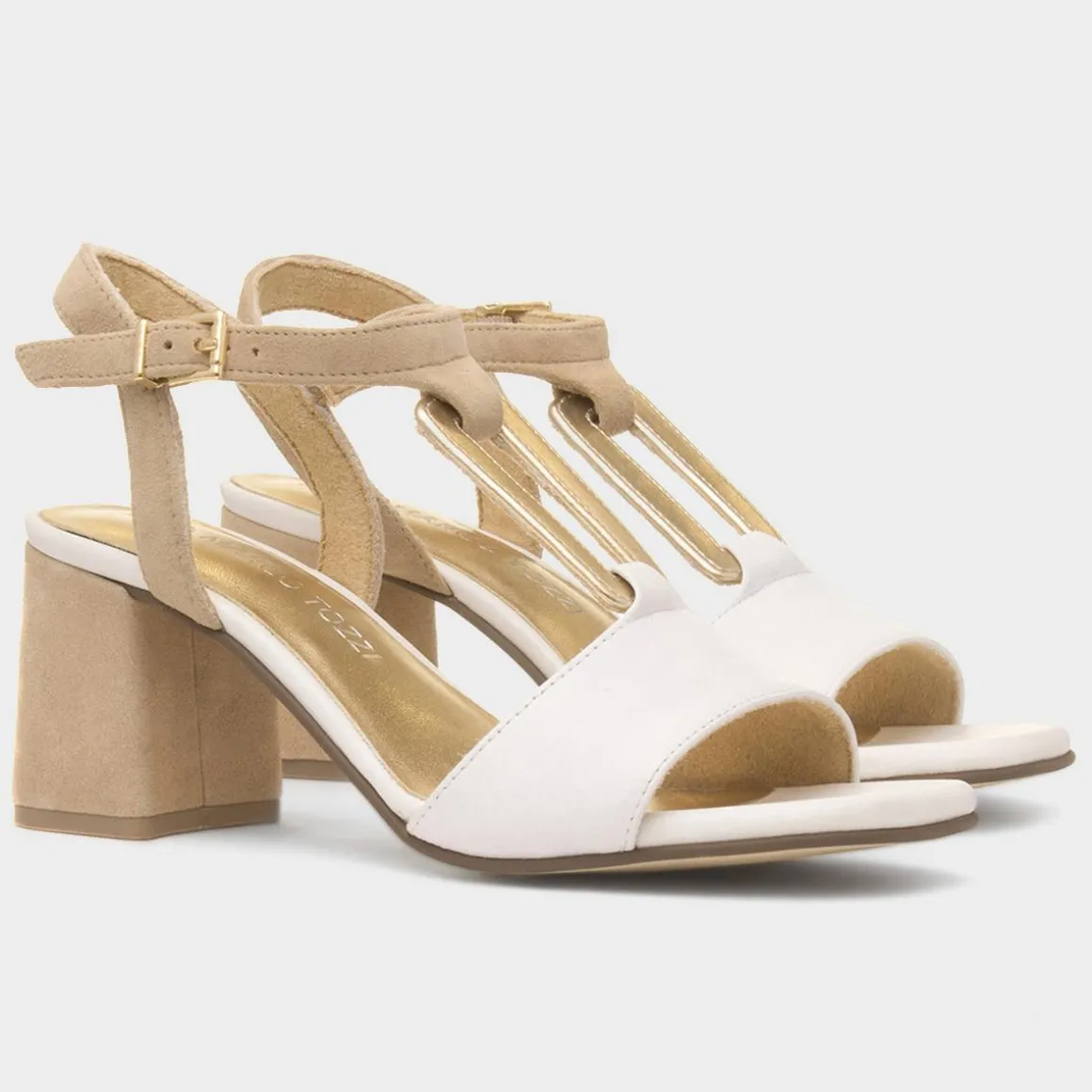 Marco Tozzi Womens White Leather Block Heel