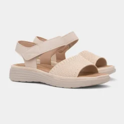 Maya Grace Ella Womens Beige Easy Fasten Sandal