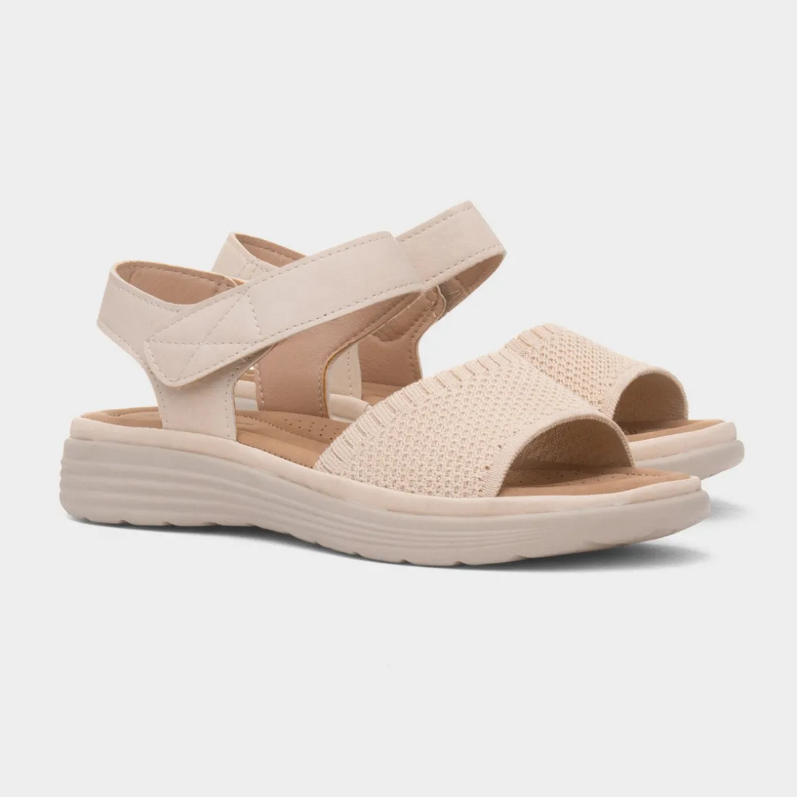 Maya Grace Ella Womens Beige Easy Fasten Sandal