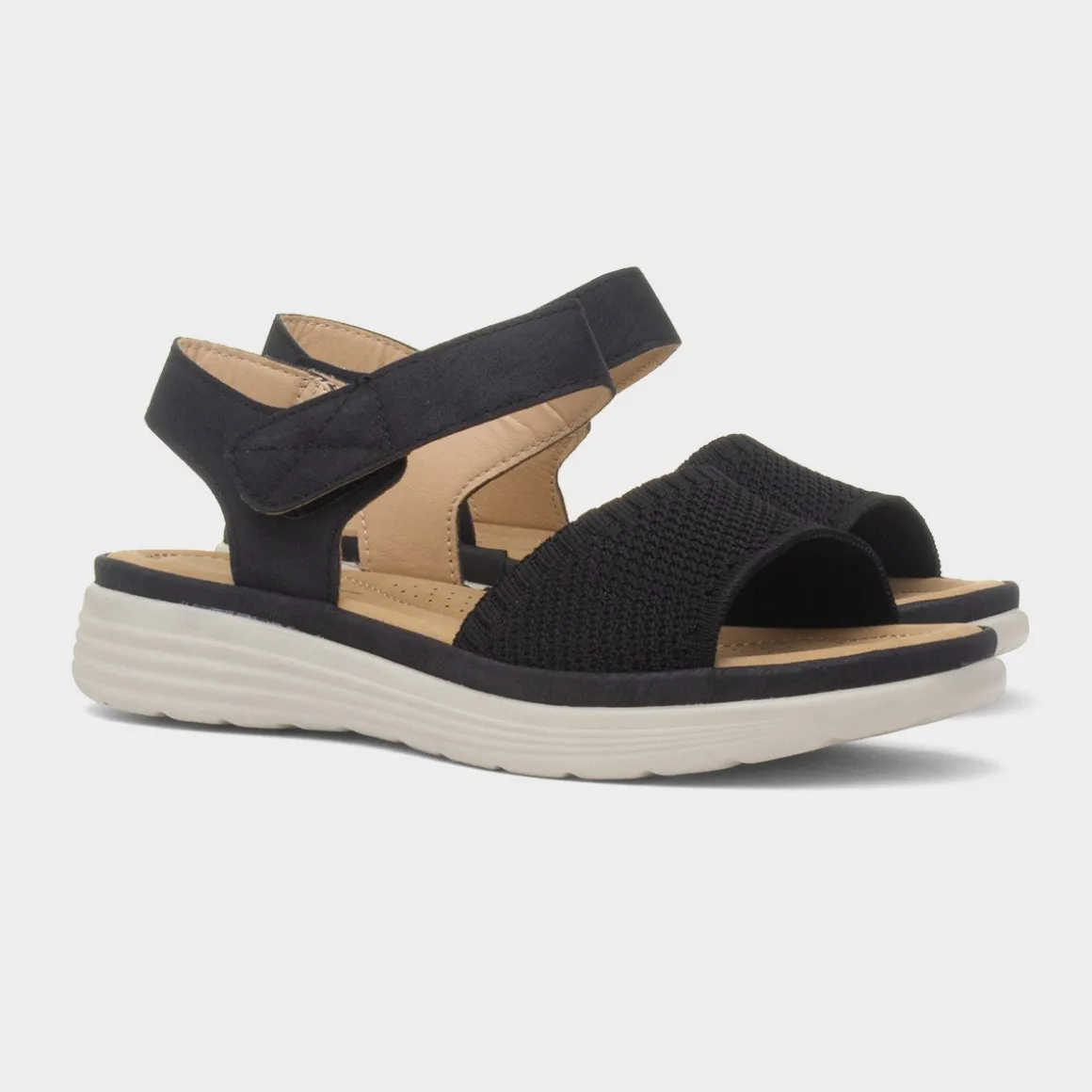 Maya Grace Ella Womens Black Easy Fasten Sandal