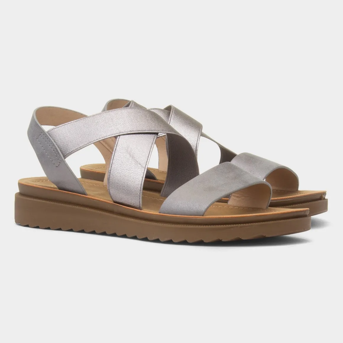 Maya Grace Marlene Womens Pewter Strappy Sandal