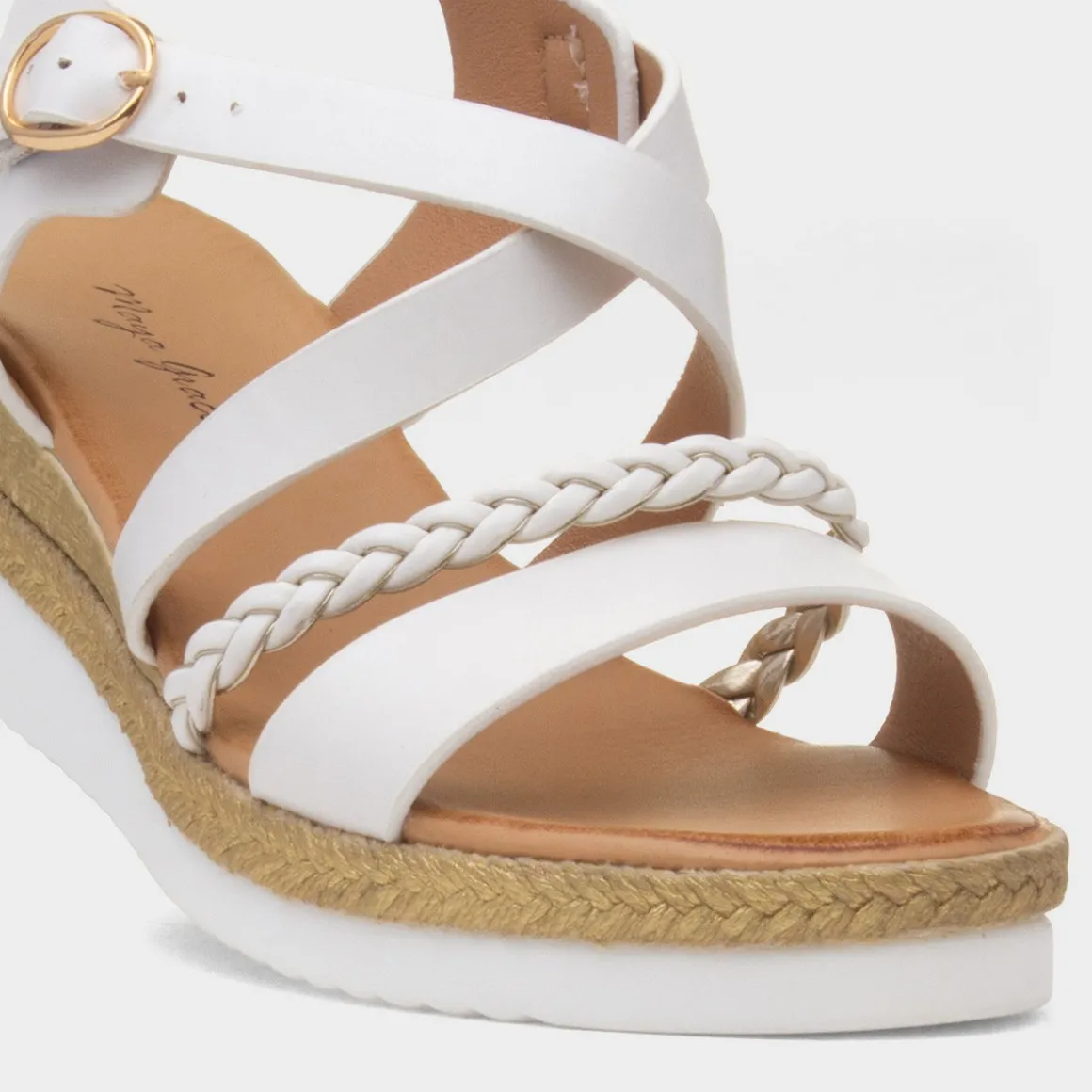 Maya Grace Taylor Womens White Wedge Sandal