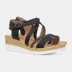 Maya Grace Taylor Womens Black Wedge Sandal