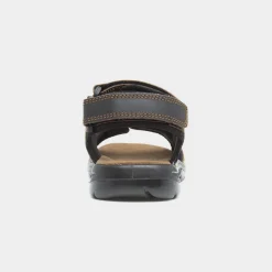 Osaga Bryson Mens Brown Leather Easy Fasten Sandal