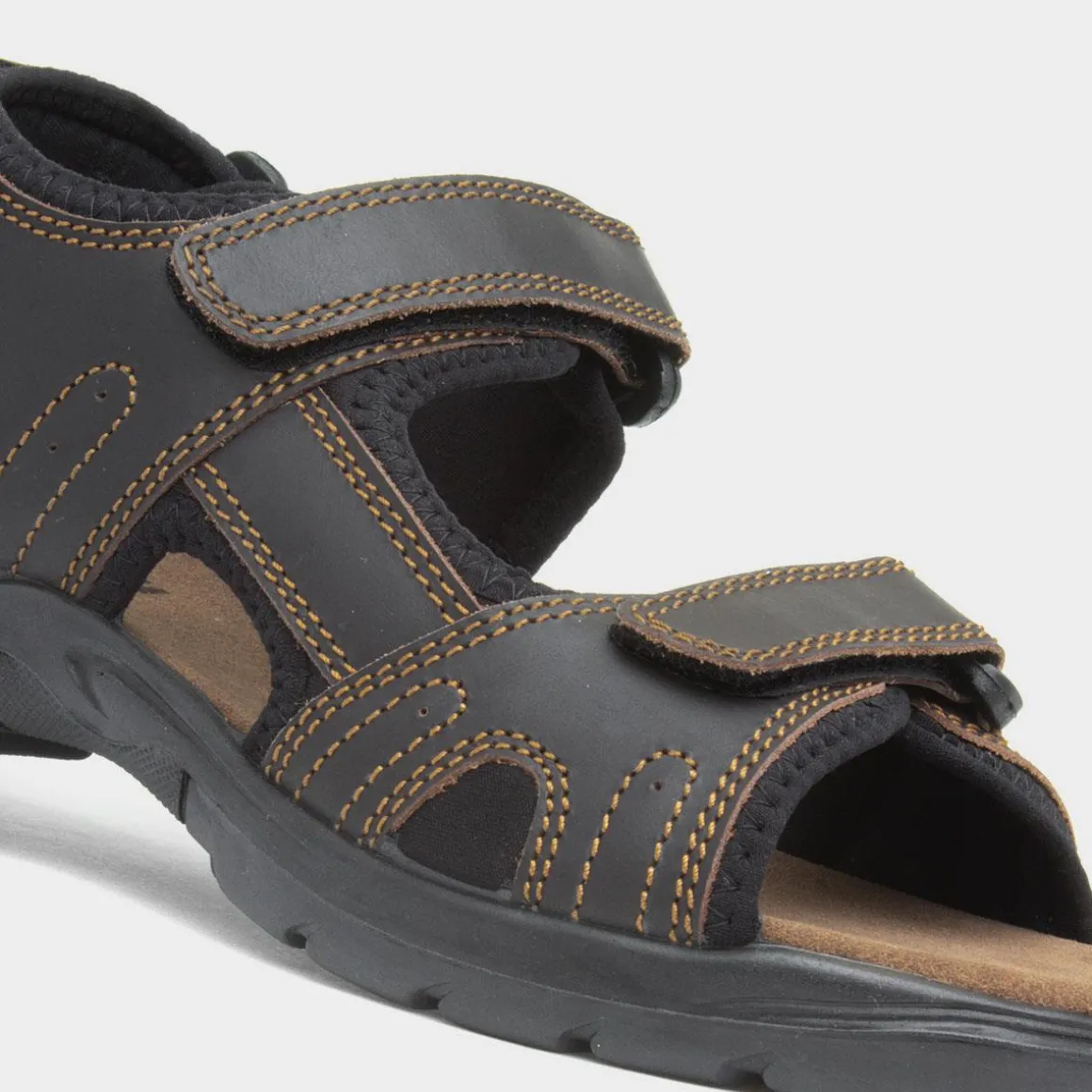Osaga Bryson Mens Brown Leather Easy Fasten Sandal