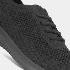 Osaga Star Womens Black Lace Up Knitted Trainer