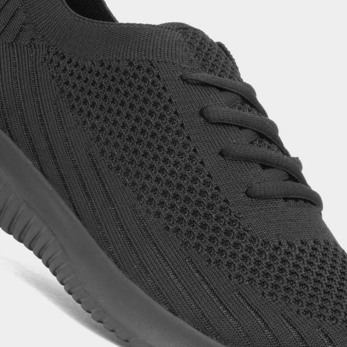 Osaga Star Womens Black Lace Up Knitted Trainer